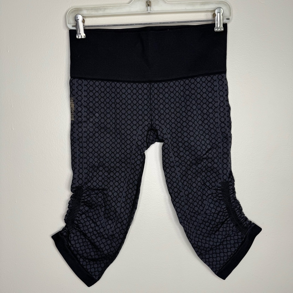 LuLuLemon In the Flow Crop II Black and Gray Pants